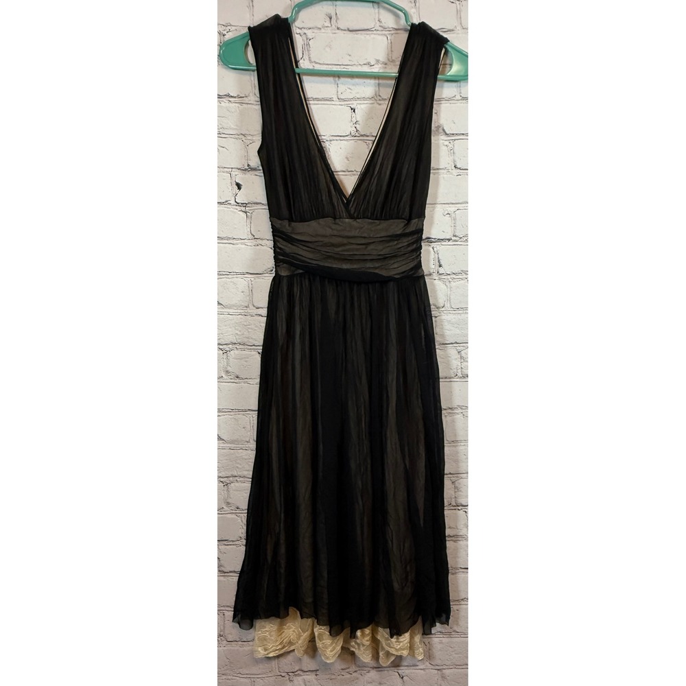 Twenty One Black Dress V-Neck Sleeveless‎ Party Cocktail Midi Dress Small